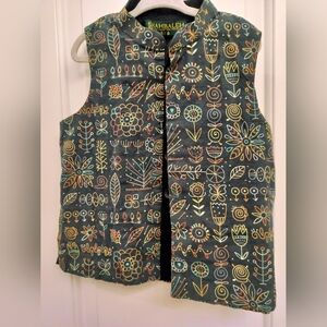 Shahbaleh Floral Print Sleeveless Vest - Dark Grey Waistcoat